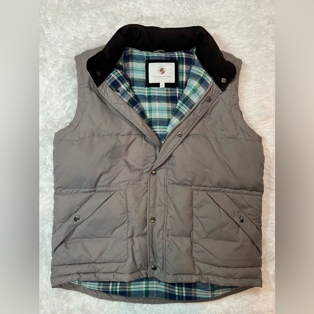 Southern Proper Nylon Down-filled Vest Flannel Lining Gray XL